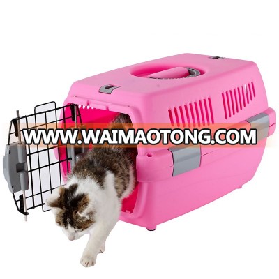 Plastic Pets Kennel with Chrome Door Cat and Dog Carrier Airline Approved Air Travel