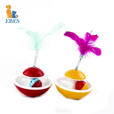 EBES Custom Cute Pet Interactive Product Cat Kitten Training Funny Play Feather Ball Toy Tumbler