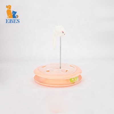 EBES Low price PP cat turntable tower of tracks interactive mouse teaser pet cat chasing ball toy